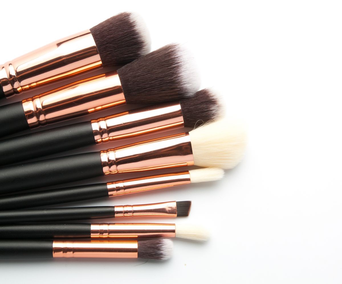 Various makeup brushes isolated over white background Various makeup brushes isolated over white background